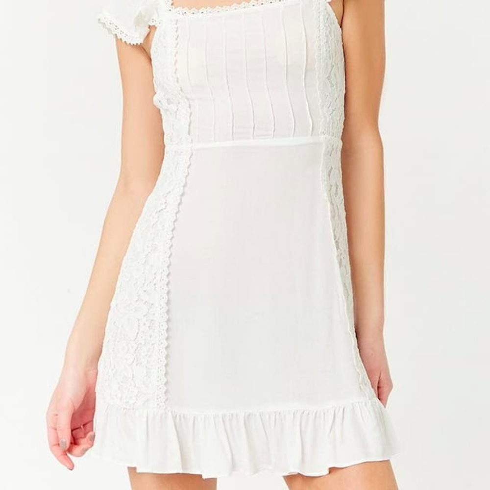 White Lace Ruffle Dress - Picture 2 of 4